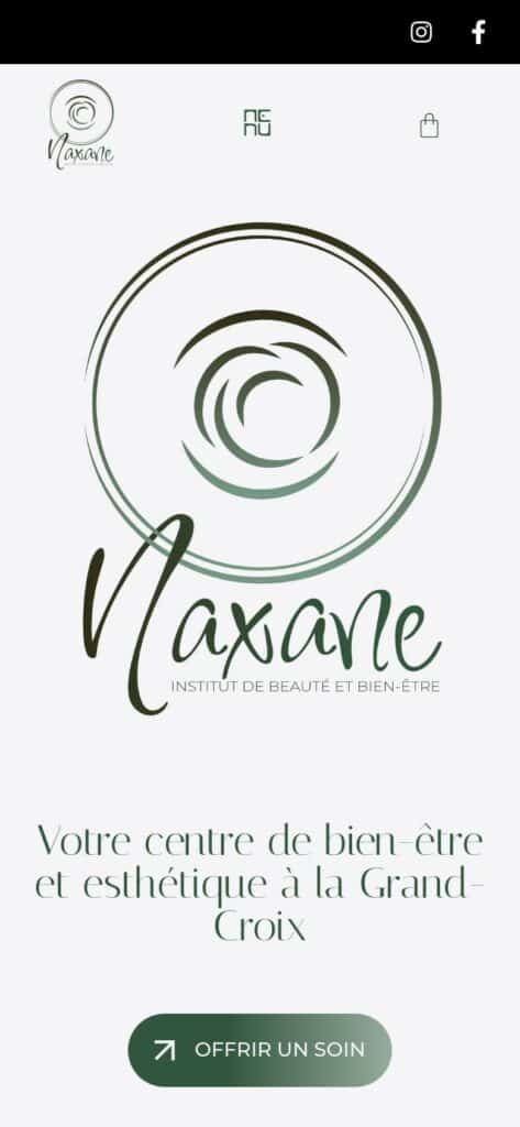 Version mobile du site de Institut Naxane, institut de beauté & bien-être à La Grand-Croix, réalisé par Mahymedia